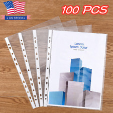 100 Pcs A4 Clear Transparent Document Folder File Holder Safe Project Pockets