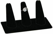 Velvet 3 Finger Ring Stand Black Jewelry Organizer Display Boudoir Showcase