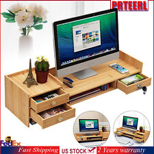 Wooden Desk Organizer With Drawers Office Supplies Computer Desktop Tabletop