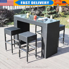 Set Of 4 Outdoor Wicker Rattan Bar Stool Set Furniture Club Chairs Outdoor Patio
