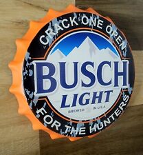 Busch Light For The Hunters Large Bottle Cap Metal Beer Sign Man Cave Bar Decor