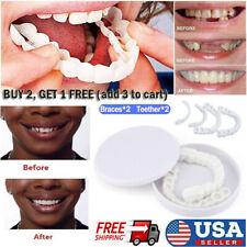 Snap On Upper Lower False Teeth Dental Veneers Dentures Fake Tooth Cover Set Usa