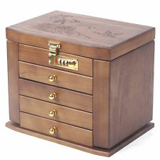 25 Layers Jewelry Box Vintage Wooden Jewelry Organizer Storage Case With Mirror