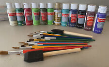20 Paint Brushes 12 Craft Paint Bottles 7 Paint Markers Multiple Mediums
