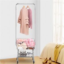 Garment Organizer Laundry Cart Commercial With Double Pole Rack Hamper Rolling