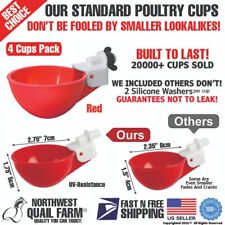 4 Chicken Automatic Watering Cups Poultry Drinker Waterer Chicken Duck Quail Hen