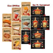 Hot Dog Vintage Metal Tin Signs Pizza Retro Fast Food Art Wall Decor Poster