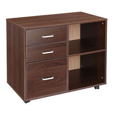 25.5h Brown Lateral Office File Cabinet Rolling Office Furniture Decor
