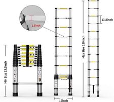 Boweiti Telescoping Ladder 12.5 Feet Extension Step Ladder One Button Retraction
