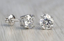 2 Ct Round Cut Vvs1 D Lab Created Stud Earrings 14k White Gold 7mm Screw Back