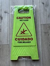 Bilingual Caution Wet Floor Sign Safety 2 Sided Green Warning Sign 24