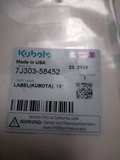 Kubota 7j303-58452 Label Kubota White Kubota Logo New Style