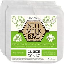 2pcs Nut Milk Bag Reusable Food Strainer Nylon Mesh For Nutmilk Juices Cold Brew