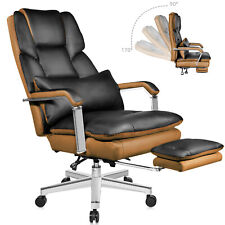 Big Tall Executive Office Chair Leather Reclining Computer Desk Chair Footrest