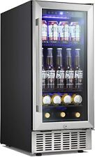 15 Beverage Refrigerator Under Counter Built-in Wine Cooler Fridge Glass Door