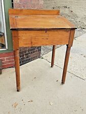 Antique Primitive Railroad Map Maker Store Slat Top Pine Desk With Compartment
