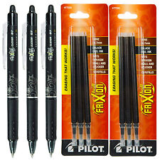 Pilot Frixion Clicker Erasable Black Gel Ink Pens 3 Pens With 2 Pk Of Refill
