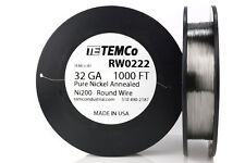 Temco Pure Nickel Wire 32 Gauge 1000 Ft Non Resistance Awg Ni200 Nickel 200ga