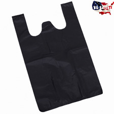 Black T-shirt Bag 10 Bags Plastic Grocery Store Retail Large Small New Carry Out