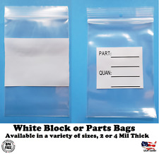 2mil Or 4mil White Block Top Lock Seal Bags Writable Reclosable Zip Parts Bag