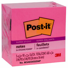 Post-it 654-5ssnp Super Sticky Notes Neon Pink 3 X 3 Pack Of 5 Pads