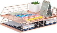 2 Pack Organizer Office Desk Metal Letter Tray Stackable Paper Lettera4 Stage
