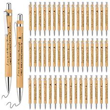 50 Pack Bible Verse Bamboo Retractable Ballpoint Pens Christian Pens Inspirat...