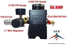 26 Amp Air Compressor Pressure Switch 95-125 Psi 4 Ports 14 Mini Regulator Set
