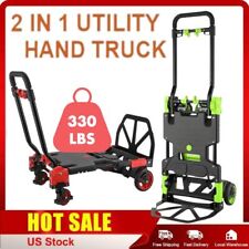330lbs Folding Hand Truck Heavy Duty Convertible With Retractable Handle Dolly