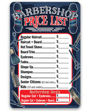 Metal Sign - Barbershop Price List - Durable Metal Sign - Use Indooroutdoor