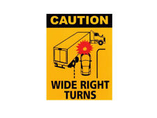 Truck Trailer Caution Wide Right Turns Vinyl Sticker Sign Decal 1 3 10 Pack