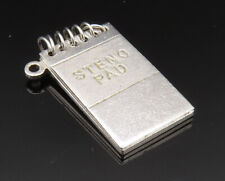 925 Sterling Silver - Vintage Etched Steno Pad Notebook Pendant Opens- Pt20822