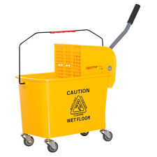 5 Gallon Mini Press Mop Bucket With Wringer 20l Rolling Cart Yellow