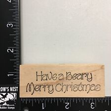 The Cottage Stamper Have A Beary Merry Christmas Wood Mounted Rubber Stamp Used