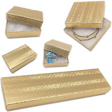 Thedisplayguys Kraft Paper Jewelry Gift Box Cotton Insert - 100-pack Gold Foil
