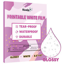 Koala Printable White Film - Glossy Photo Paper Waterproof Inkjet Film 8.5x11