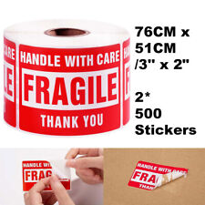 1000 Fragile Handle With Care 2x3 Stickers Packaging Box Safety Mailing Labels