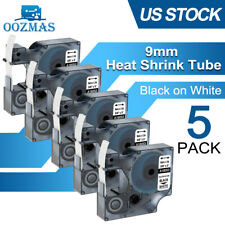 5pk Heat Shrink Tube Wire 9mm Label Tape 18053 For Dymo Rhino 5200 4200 5000