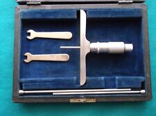 Vintage Tubular Micrometer Co. 0-3 Depth Guage In Case