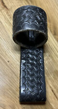 Vtg Tex Shoemaker Black Leather Basket Weave Baton Holster Belt Loop