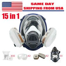 Full Face Respirator 15 In 1 Gas Mask For Spraying Painting Chemicals Safety