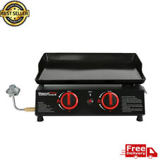 16000 Btu Gas 2 Burner Countertop Grill Griddle Portable Compact Kitchen Cooking