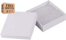 Cardboard Jewelry Boxes 10 Pack - 3.5x3.5x1 Bulk Cotton Filled Small Gift Box