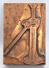 Antique Hand Engraved Copper Letterpress Block Screw Jack I.s. Spencers Son Ct