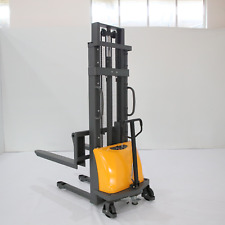 Semi-electric Pallet Stacker Fixed Legs 3300lbs Load 118 Lift Height Warehouse