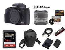 Canon Eos M50 Mark Ii Mirrorless Digital Camera With 15-45mm Lens 2 Lenses 