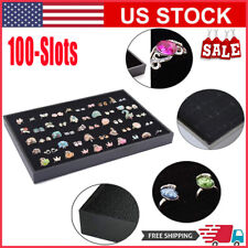 100-slots Jewelry Ring Display Organizer Tray Holder Earring Storage Box Case Us