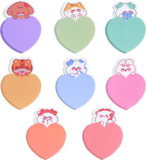 Cute Heart Shape Self Stick Notes 8 Pack Cartoon Animal Sticky Notes Colorful H