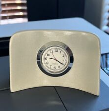 Levenger Desk Clock Mid-century Modern Style Mantel Wedge Design Taupe Quartz