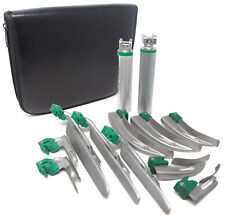 Laryngoscope Set 12pcs Intubation Blades 2 Handles Fiber-optic Kit